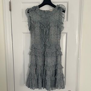 Rebecca Taylor Blue Floral Ruffle Mini Dress
